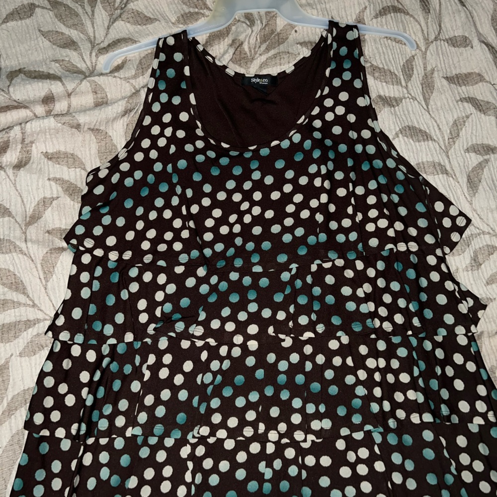 Style & co Polka dots ruffled tank top blouse
